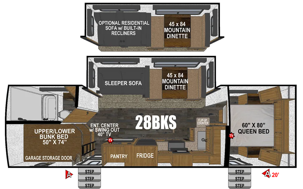2026 Outdoors RV Mountain Series Timber Ridge 28BKS - Floor plan