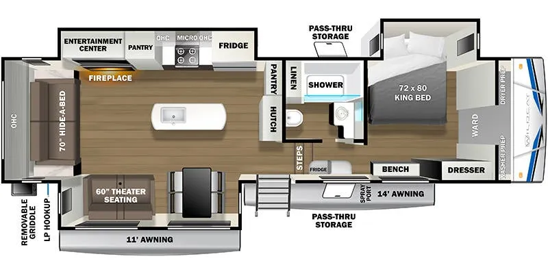 2022 Forest River Wildcat 333RLBS - Floor plan