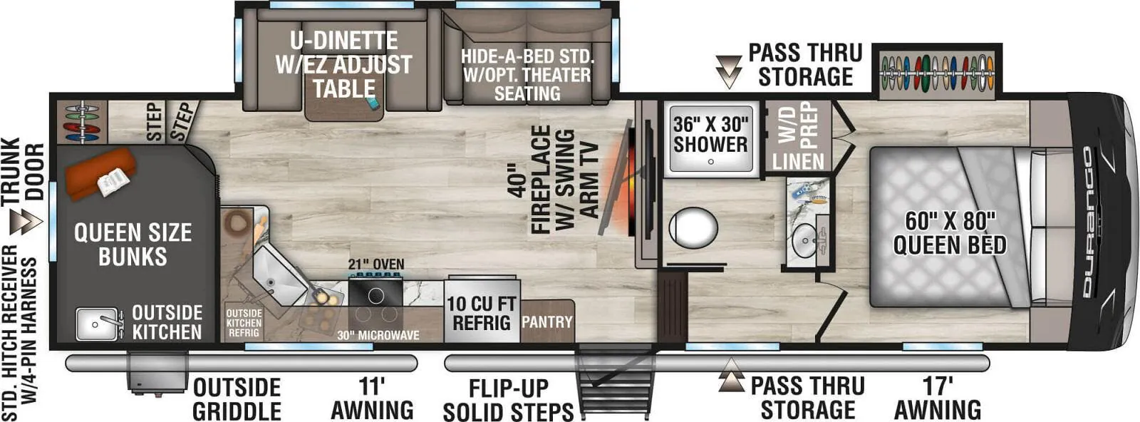 K-Z Durango Half-Ton D286BHD floor plan