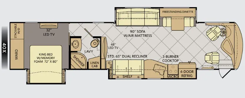 Fleetwood Discovery 40X floor plan