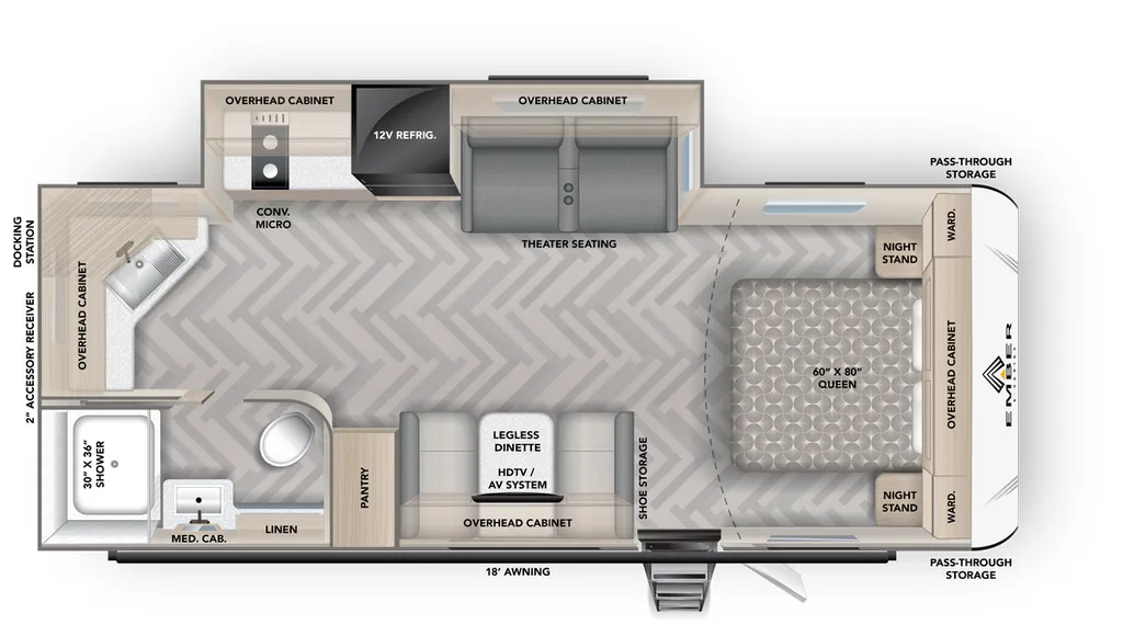 2024 Ember RV E-Series 22MLQ floor plan