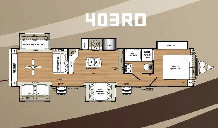 Forest River Sandpiper Destination 403RD floor plan