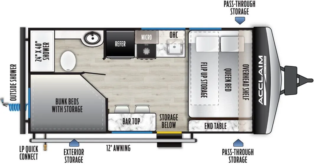 East to West Acclaim 1610BHXLE floor plan