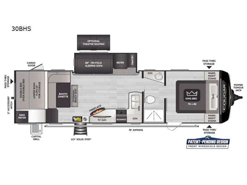 2022 Keystone Cougar Half-Ton 30BHS - Floor plan