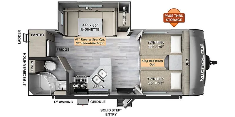 2023 Forest River Flagstaff Micro Lite 22TBS floor plan