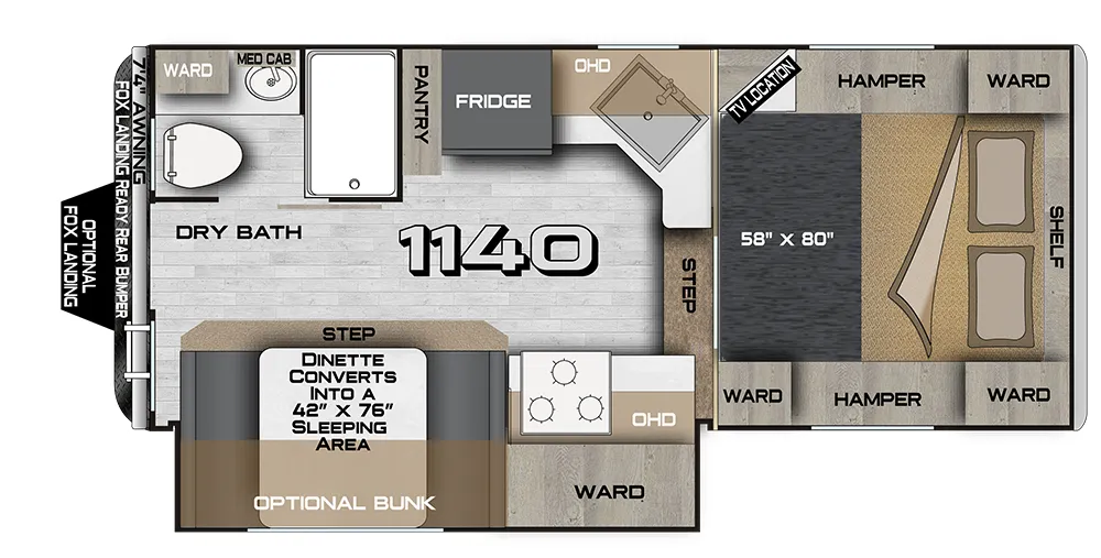 2026 Northwood Arctic Fox Camper 1140 floor plan