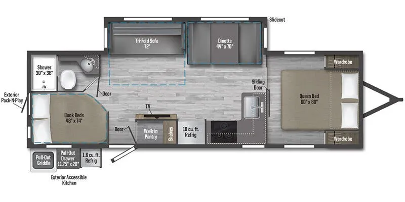 2025 Winnebago Minnie 2801BHS floor plan