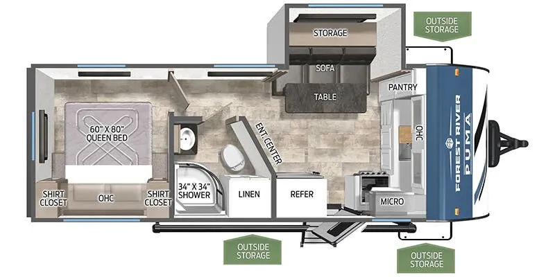 2025 Palomino Puma 22FKQ floor plan