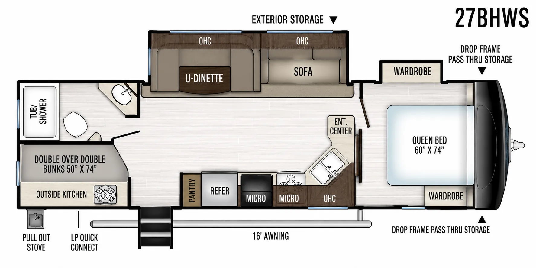 2019 Forest River Flagstaff Super Lite 27BHWS - Floor plan