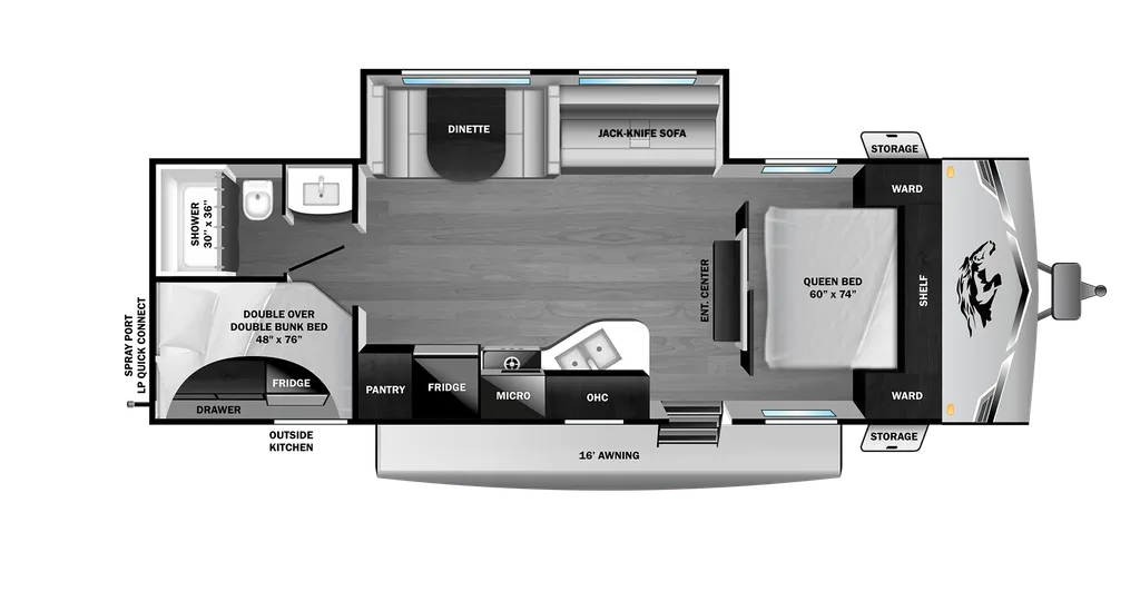 2027 Highland Ridge Open Range Colt 26DBS floor plan