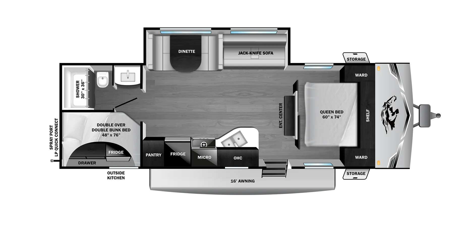 2027 Highland Ridge Open Range Colt 26DBS - Floor plan