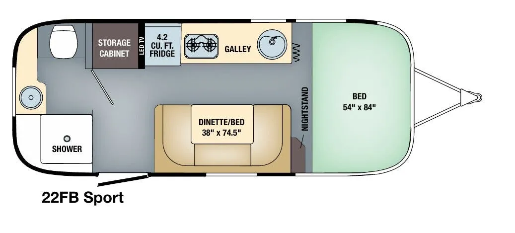 Airstream Sport 22FB floor plan