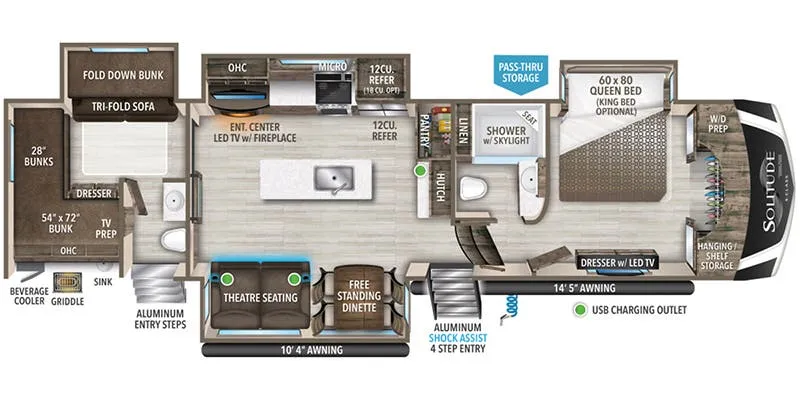 Grand Design Solitude 3740BH-R floor plan
