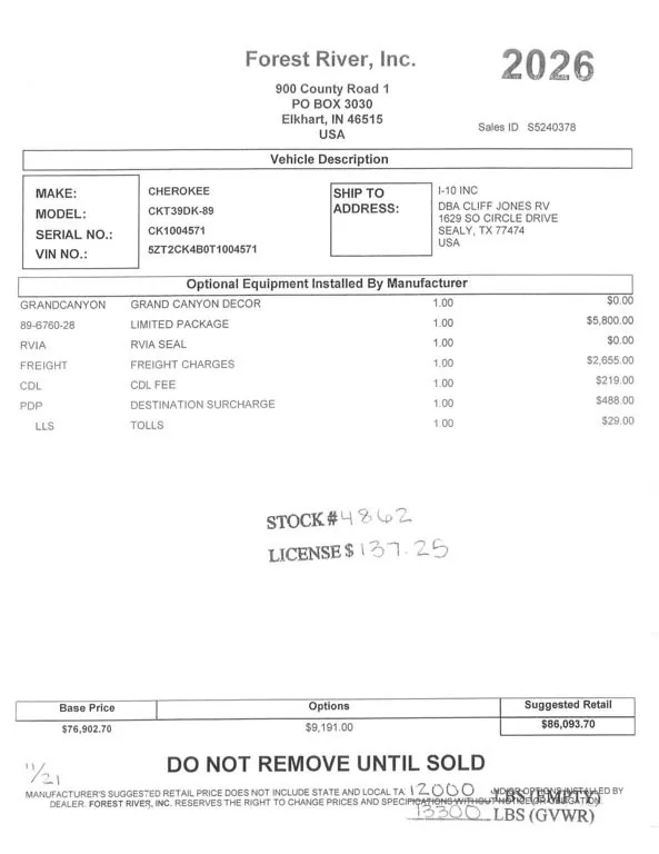 2026 Forest River Cherokee Timberwolf 39DK, Photos photo 64