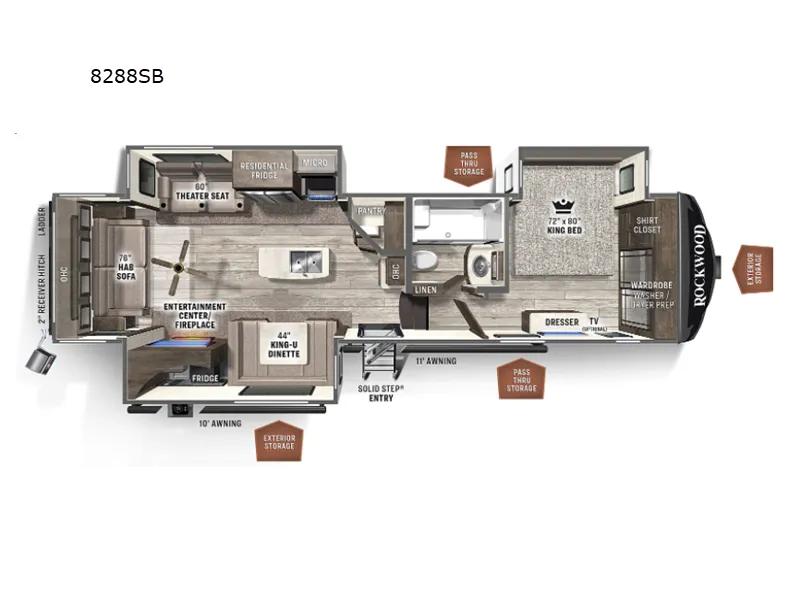 2022 Forest River Rockwood Signature Ultra Lite 8288SB floor plan