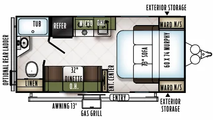 Forest River Flagstaff Micro Lite 19FD floor plan