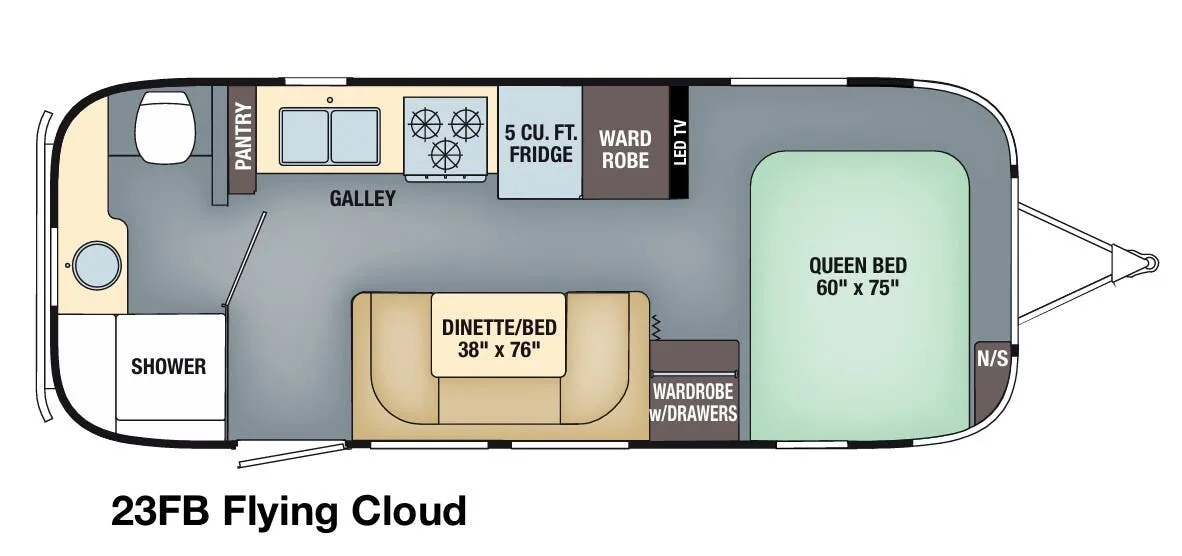 2016 Airstream Flying Cloud 23FB - Floor plan