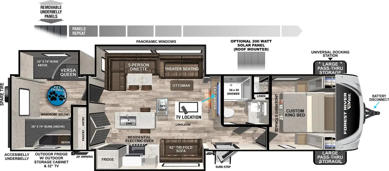 2025 Forest River Vibe 3400BH - Floor plan
