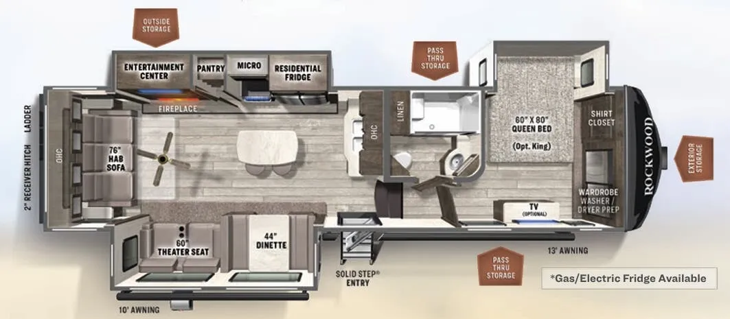 Forest River Rockwood Ultra Lite 2893BS floor plan