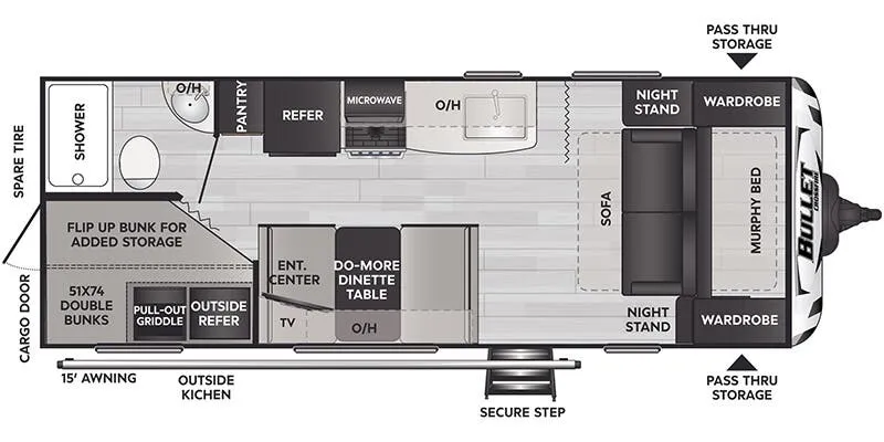 Keystone Bullet Classic West 2200BHWE floor plan