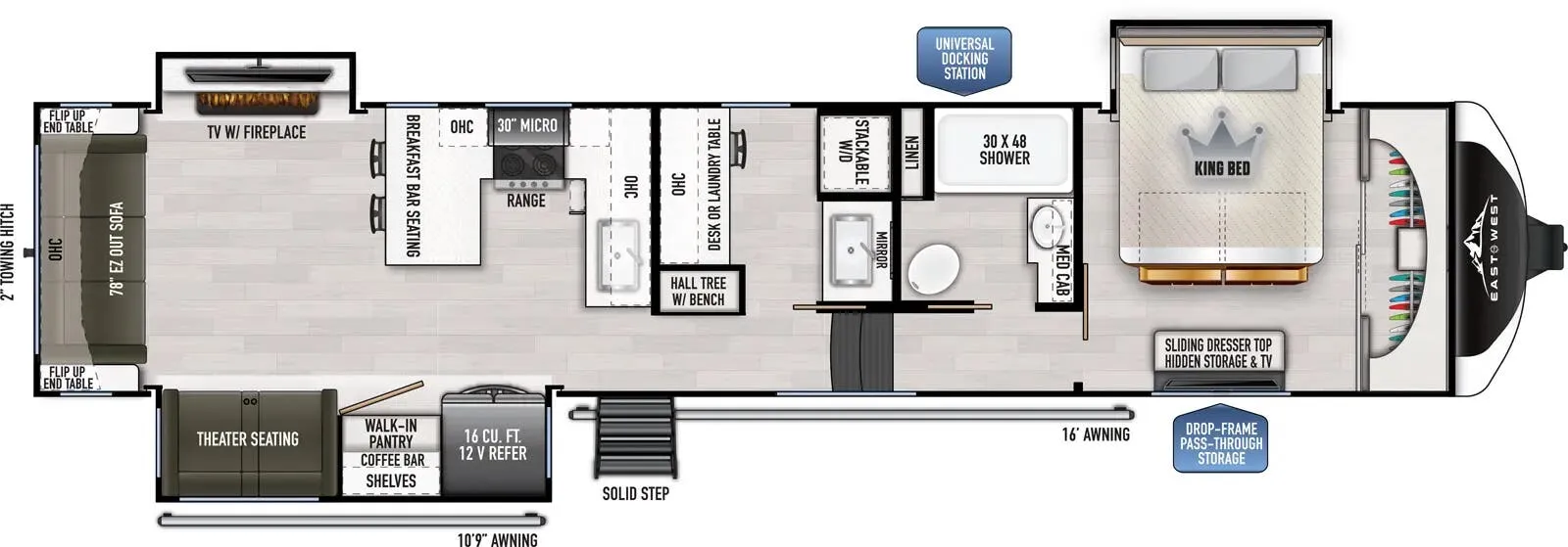 2026 East to West Ahara 383UR - Floor plan