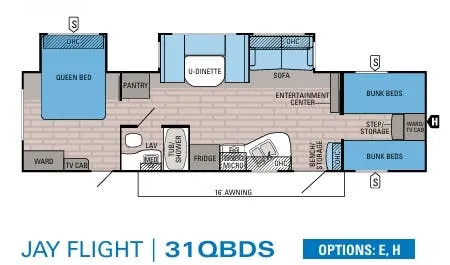 2017 Jayco Jay Flight 31QBDS - Floor plan