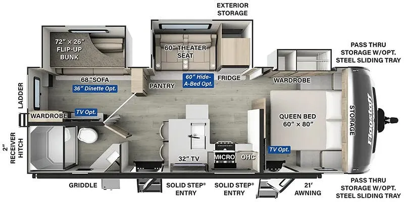 Forest River Flagstaff Super Lite 26BHW floor plan