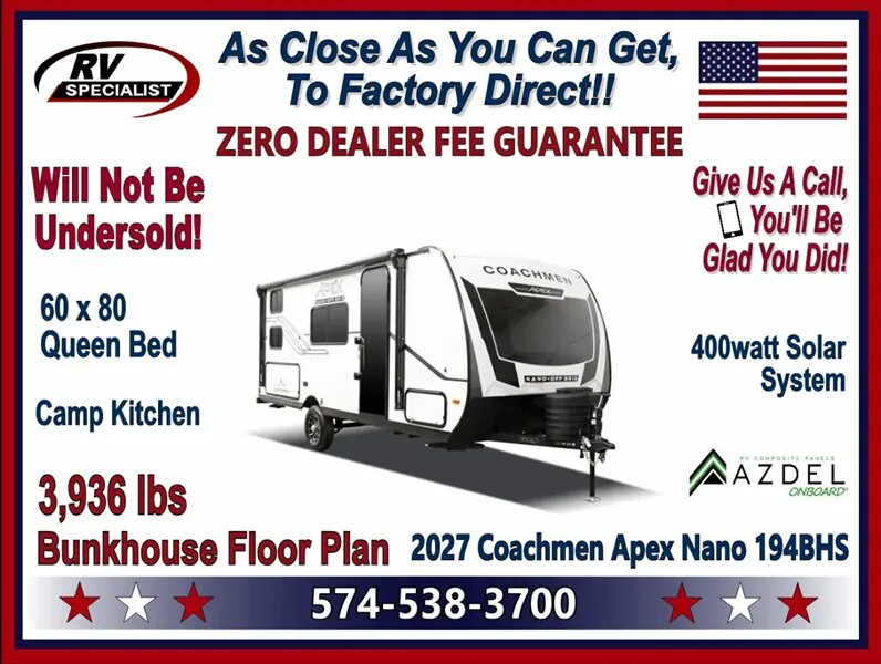 2027 Coachmen Apex Nano 194BHS dealer photo 1 from RV Specialist
