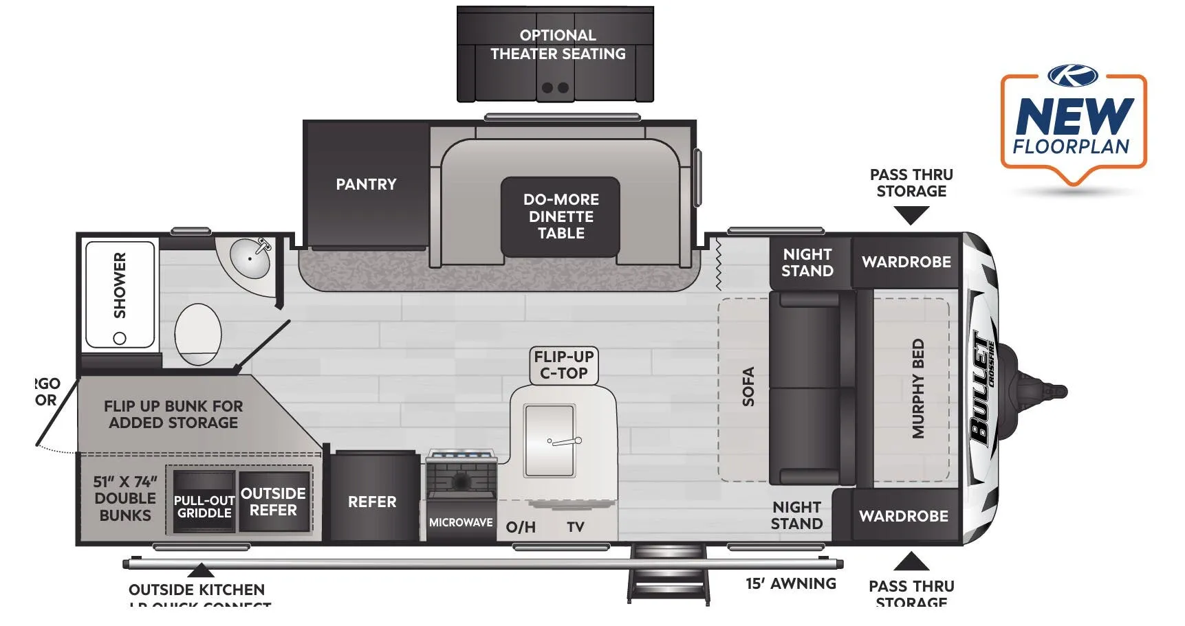 Keystone Bullet Crossfire 2210BHWE floor plan