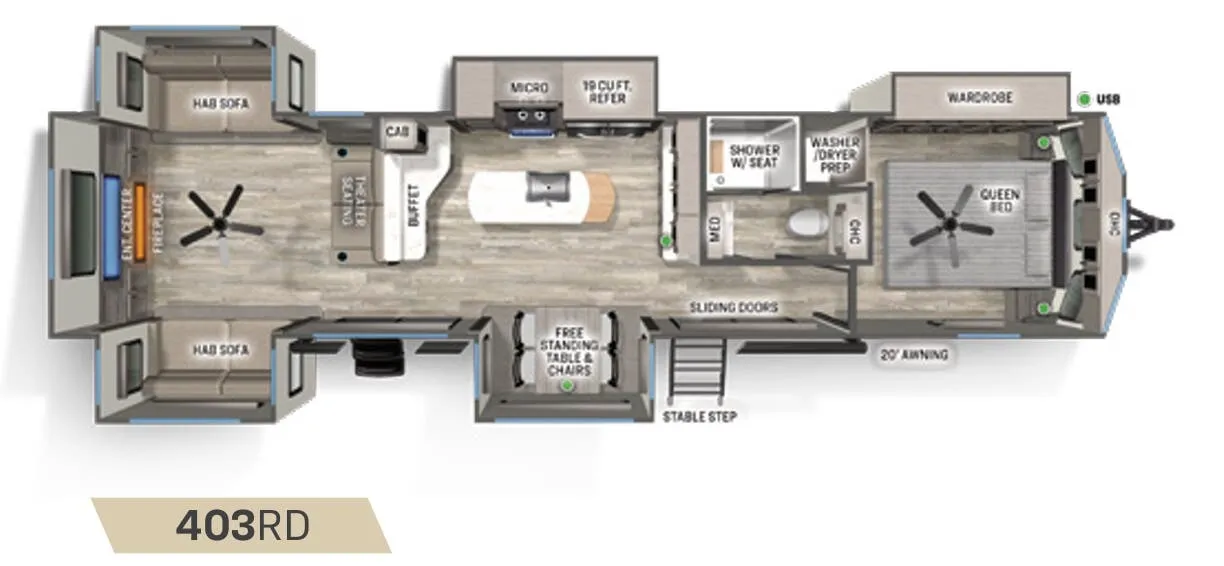 2023 Forest River Sandpiper Destination 403RD - Floor plan