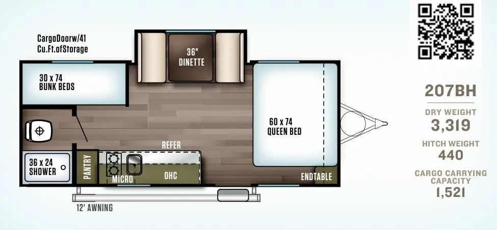 Forest River Wildwood X-Lite FSX 207BH floor plan