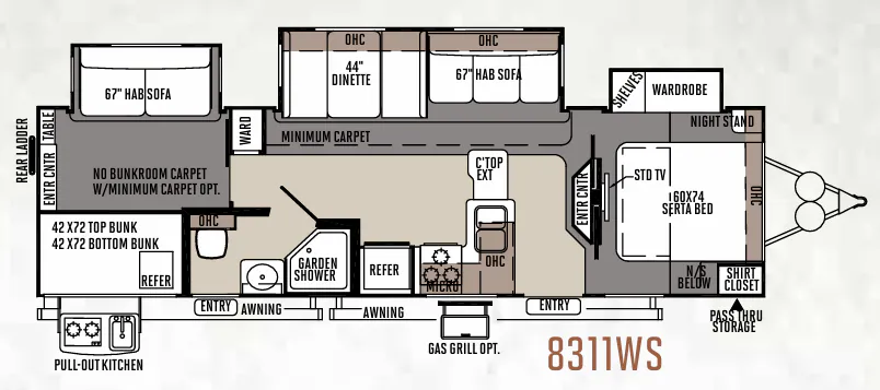 Forest River Rockwood Signature Ultra Lite 8311WS floor plan