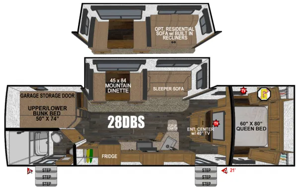 Outdoors RV Back Country Titanium Series 28DBS floor plan
