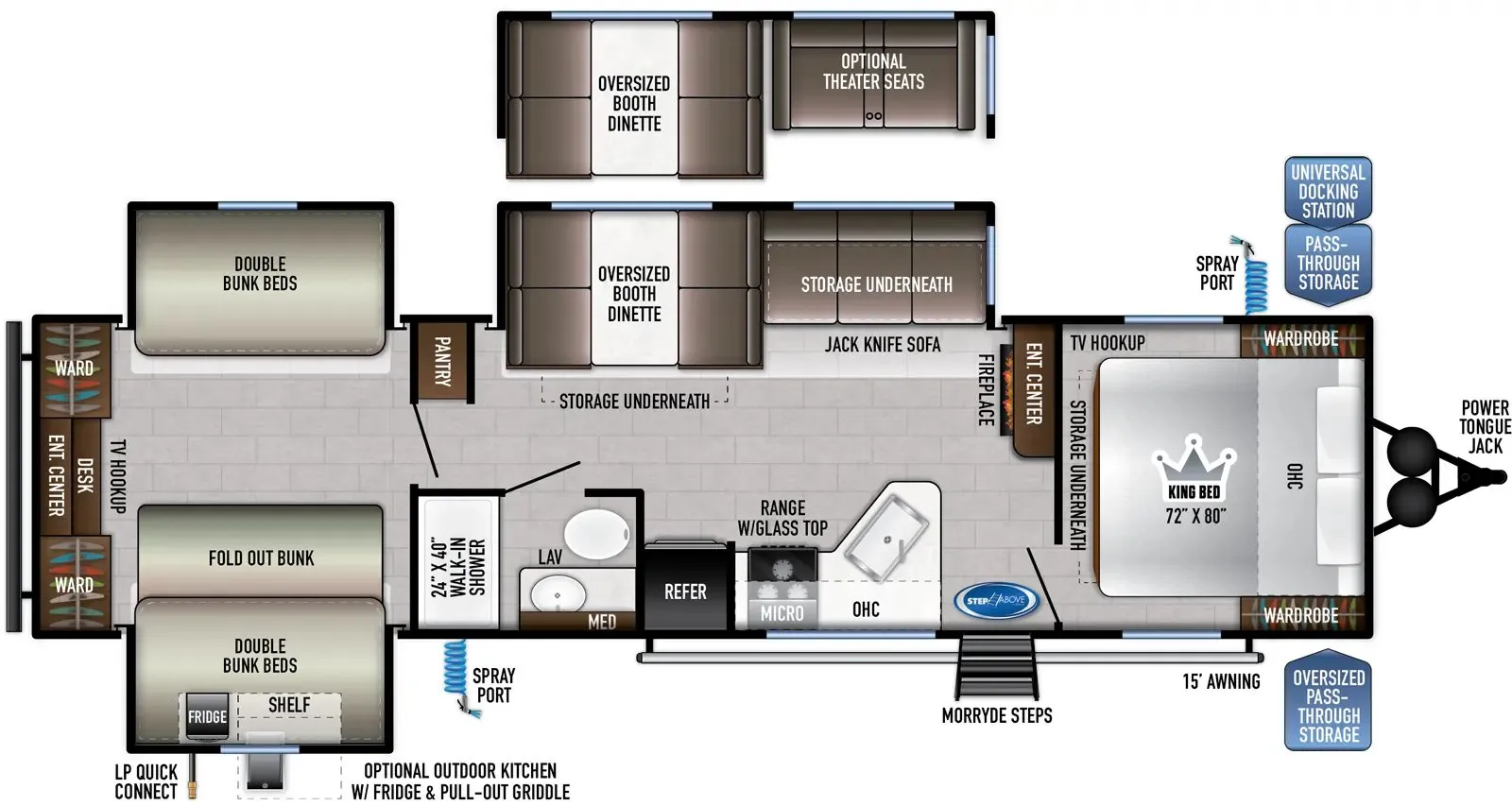 2024 East to West Della Terra 323QB - Floor plan