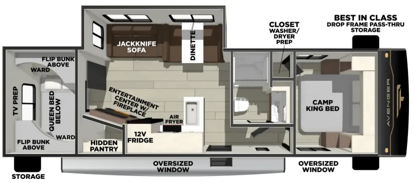 Forest River Avenger 28QBS floor plan