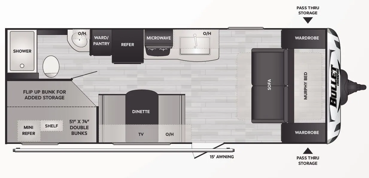 2023 Keystone Bullet Crossfire 2200BH - Floor plan