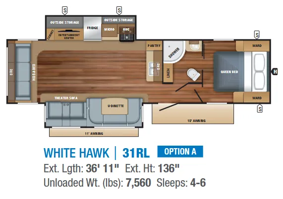 Jayco White Hawk 31RL floor plan