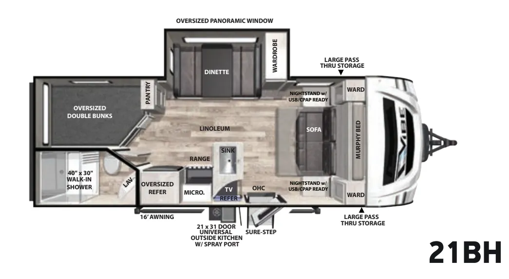 Forest River Vibe 21BH floor plan