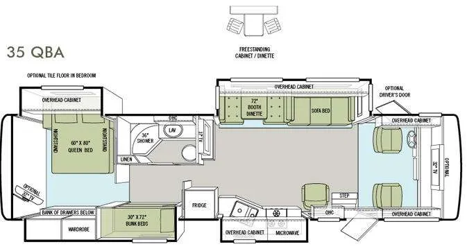 2013 Tiffin Open Road Allegro 35QBA floor plan