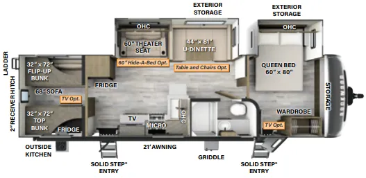 Forest River Rockwood Ultra Lite 2911BS floor plan