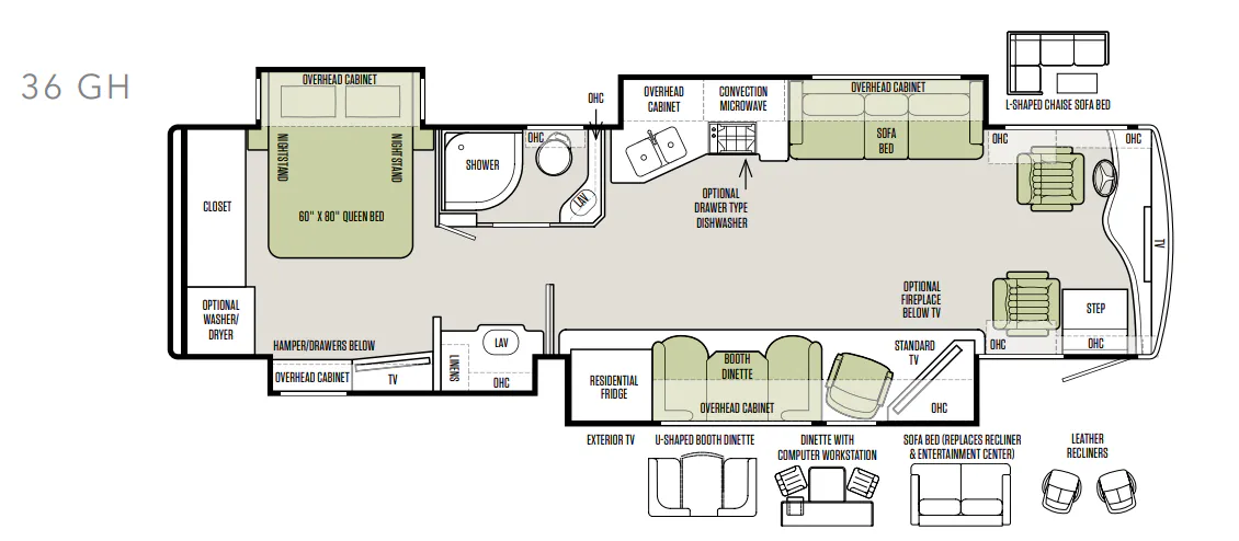 Tiffin Phaeton 36 GH floor plan