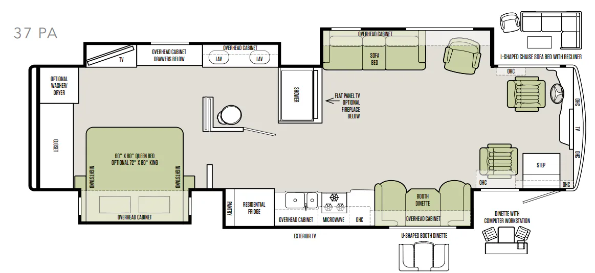 Tiffin Allegro Red 37 PA floor plan