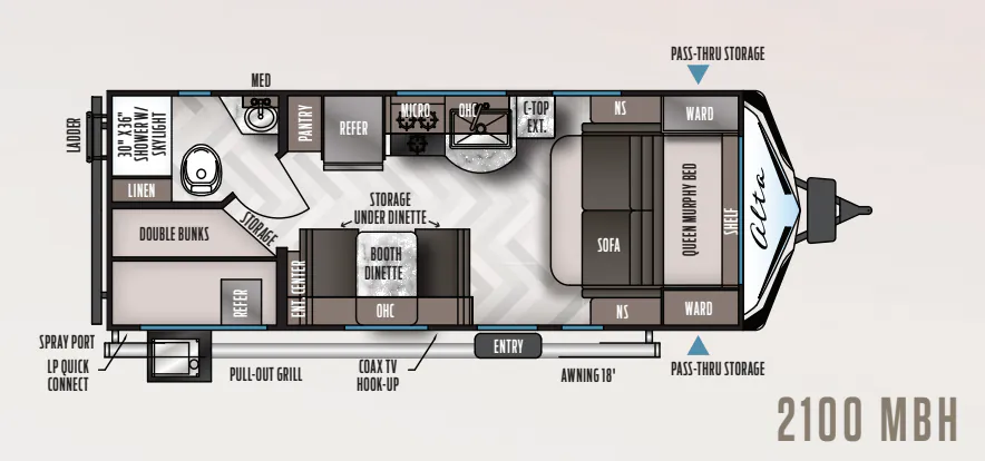 East to West Alta 2100 MBH floor plan