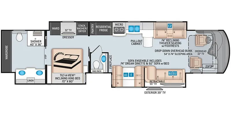 2019 Thor Motor Coach Tuscany 45MX — Floor plan