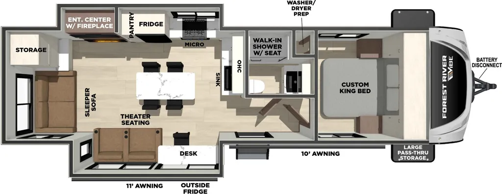 2026 Forest River Vibe 2800RL floor plan