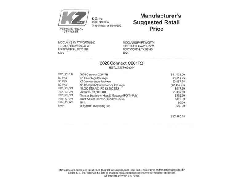 2026 KZ Connect 261RB - Photo 3