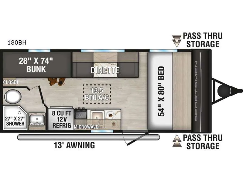 2027 K-Z Sportsmen Classic 180BH floor plan