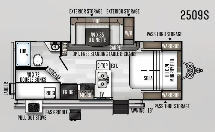 Forest River Rockwood Mini Lite 2509S floor plan