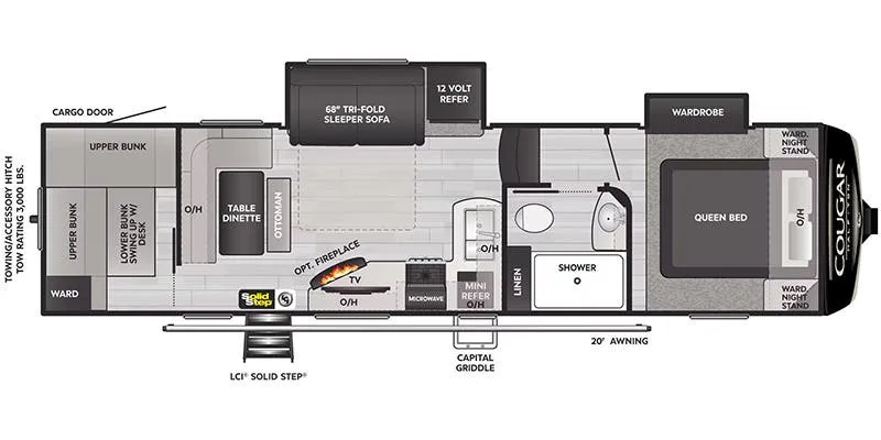 2023 Keystone Cougar Half-Ton 29BHL floor plan
