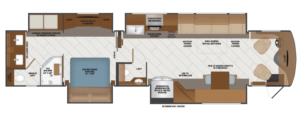 Fleetwood Discovery LXE 44S floor plan